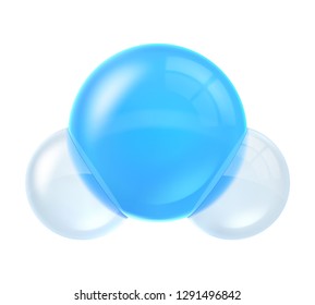 Molecule of water isolated on white background. Realistic vector illustration