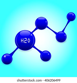 molecule of water on a blue background