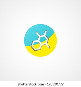 Molecule web icon on white background, ukrainian style color