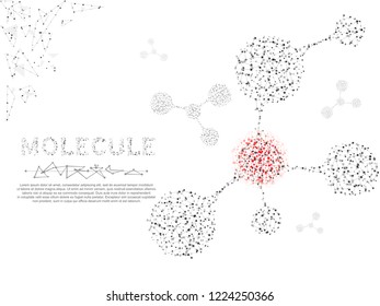 Molecules 3d Concept of neurons and nervous system. Low poly wireframe illustration. Vector polygonal image, consisting of points, shapes on white background