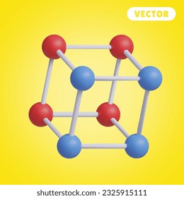 moléculas conjunto de iconos vectoriales 3D, en un fondo amarillo