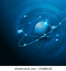 Molecules abstract illustration, abstract blue technology background