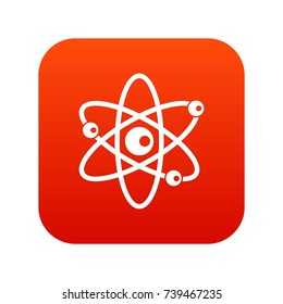 Molecules of atom icon digital red for any design isolated on white vector illustration