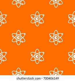 Molecules of atom pattern repeat seamless in orange color for any design. Vector geometric illustration
