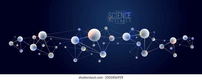 Molecules and atoms vector abstract background, science chemistry and physics theme illustration, micro and nano research and technology theme, microscopic particles.