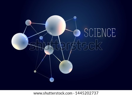 Molecules and atoms vector abstract background, science chemistry and physics theme illustration, micro and nano research and technology theme, microscopic particles.