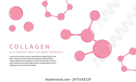 Molecules Collagen. Cosmetic essence. Concept skin care cosmetics solution.  flat vector 2d illustration.