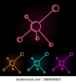 molecules color neon set. Simple thin line, outline vector of web icons for ui and ux, website or mobile application