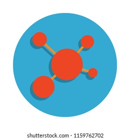 molecules colored in blue badge icon. Element of school icon for mobile concept and web apps. Detailed molecules icon can be used for web and mobile