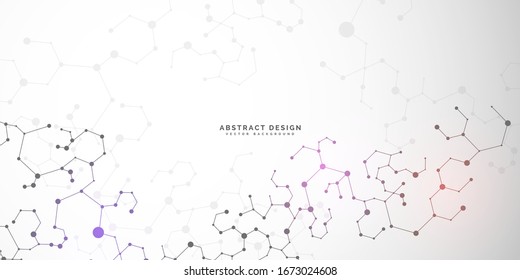Molecules concept of neurons and nervous system. Scientific medical research. Molecular structure with particles. Abstract connecting dots and lines. Vector technology background.
