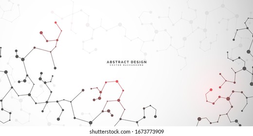 Molecules concept of neurons and nervous system. Scientific medical research. Molecular structure with particles. Abstract connecting dots and lines. Vector technology background.
