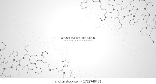 Molecules concept of neurons and nervous system. Scientific medical research. Molecular structure with particles. Abstract connecting dots and lines. Vector technology background.