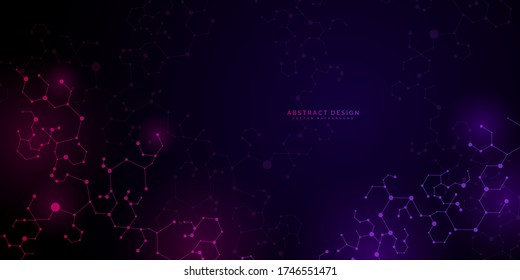 Concepto de moléculas de neuronas y sistema nervioso. Investigación científica médica. Estructura molecular con partículas. Resumen de puntos de conexión y líneas. Fondo de tecnología vectorial.