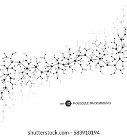 Molecules concept of neurons and nervous system. Scientific medical research. Molecular structure with particles. Science and technology background for banner or flyer. Eps 10 vector illustration