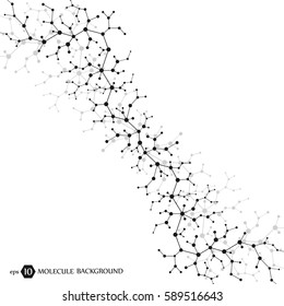 Molecules concept of neurons and nervous system. Scientific medical research. Molecular structure with particles. Science and technology background for banner or flyer. Eps 10 vector illustration