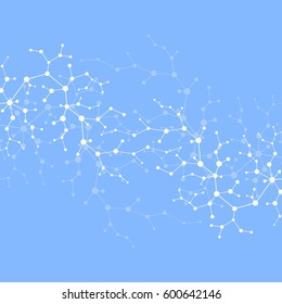 Molecules concept of neurons and nervous system. Scientific medical research. Molecular structure with particles. Science and technology background for banner or flyer. Eps 10 vector illustration