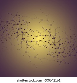 Molecules concept of neurons and nervous system. Scientific medical research. Molecular structure with particles. Science and technology background for banner or flyer. Eps 10 vector illustration