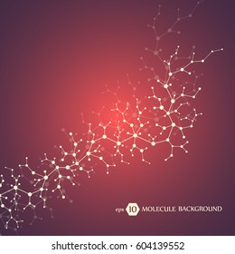 Molecules concept of neurons and nervous system. Scientific medical research. Molecular structure with particles. Science and technology background for banner or flyer. Eps 10 vector illustration