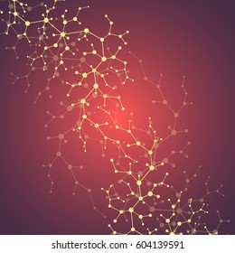 Molecules concept of neurons and nervous system. Scientific medical research. Molecular structure with particles. Science and technology background for banner or flyer. Eps 10 vector illustration