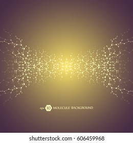 Molecules concept of neurons and nervous system. Scientific medical research. Molecular structure with particles. Science and technology background for banner or flyer. Eps 10 vector illustration