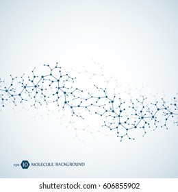 Molecules concept of neurons and nervous system. Scientific medical research. Molecular structure with particles. Science and technology background for banner or flyer. Eps 10 vector illustration