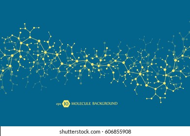 Molecules concept of neurons and nervous system. Scientific medical research. Molecular structure with particles. Science and technology background for banner or flyer. Eps 10 vector illustration