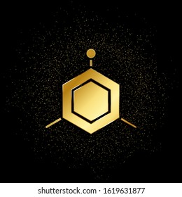 molecules gold icon. Vector illustration of golden particle background.