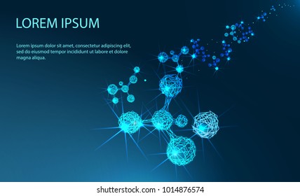 Molecules. Health Care Vector illustration. Medical and scientific concept. Banner. Low poly vector illustration of a starry sky or Cosmos. 