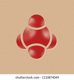 Molecules icon in halftone style. Grunge background vector illustration.