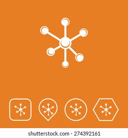 Molecules Icon on Flat UI Colors with Different Shapes. Eps-10.