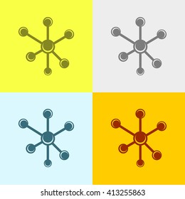Molecules Icon on Four Different Backgrounds. Eps-10.