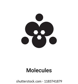 Molecules icon vector isolated on white background, logo concept of Molecules sign on transparent background, filled black symbol