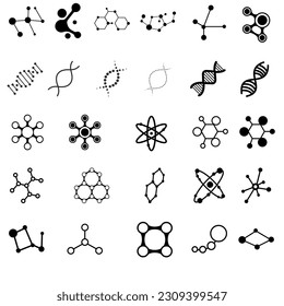 Molecules icon vector set. Chemistry illustration sign collection. Molecules symbol or logo.