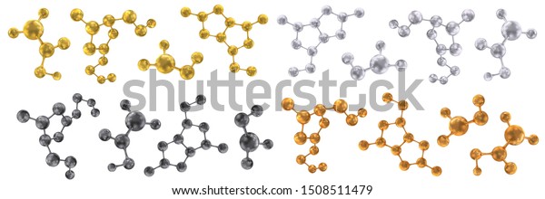 Molecules Molecular Crystal Lattices Gold Silver Stock Vector (Royalty ...