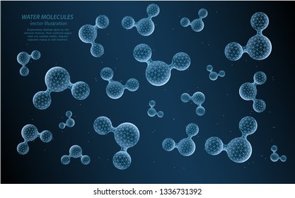 Molecules on a dark background. Abstract illustration