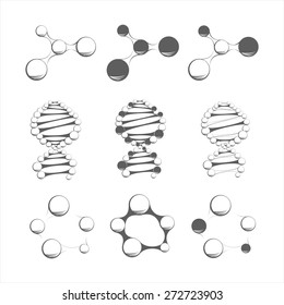 Molecules on the white background