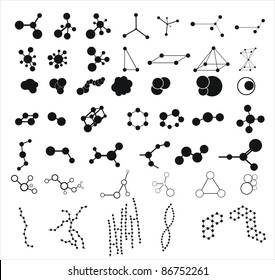 Molecules on the white background