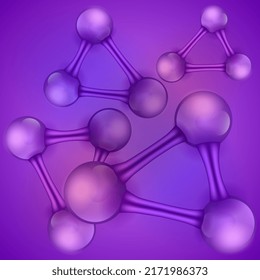 moléculas patrón 3d fondo color púrpura arte, fondo de ilustración vectorial