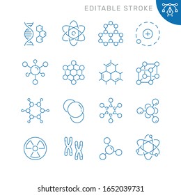 Molecules related icons. Editable stroke. Thin vector icon set