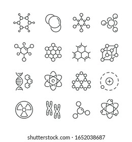 Molecules related icons: thin vector icon set, black and white kit