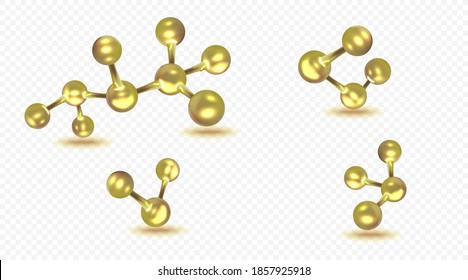 Molecules set and molecular structure on transparent background Molecular bonds. 3d illustration of molecular model.