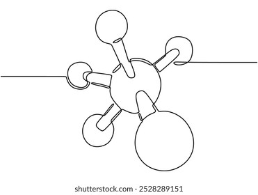 Molecules symbol continuous line drawing. Chemical bonding concept. Vector illustration minimalist isolated on white background.