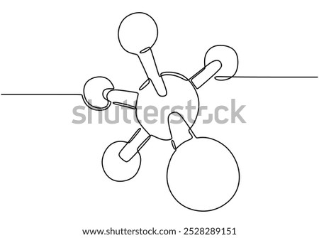 Molecules symbol continuous line drawing. Chemical bonding concept. Vector illustration minimalist isolated on white background.
