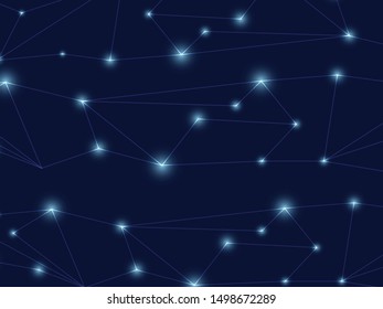 Molecules technology with polygonal shapes on dark blue background. Illustration Vector design digital technology concept.