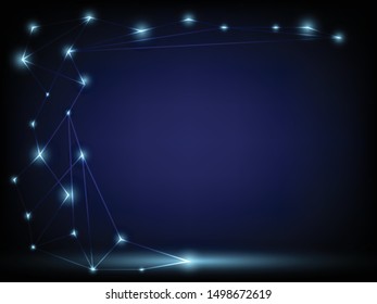 Molecules technology with polygonal shapes on dark blue background. Illustration Vector design digital technology concept.