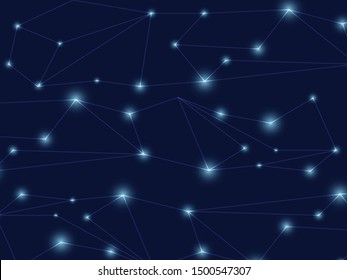 Molecules technology with polygonal shapes on dark blue background. Illustration Vector design digital technology concept.