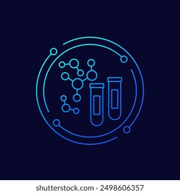 molecules and test tubes icon, linear design