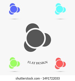 Molecules vector icon. Molecules for the chemistry of icon. Molecules for Dr icon. Molecules for work and sweets design icon