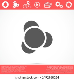 Molecules vector icon. Molecules for the chemistry of icon. Molecules for Dr icon. Molecules for work and sweets design icon