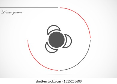 Molecules vector icon. Molecules for the chemistry of icon. Molecules for Dr icon. Molecules for work and sweets design icon